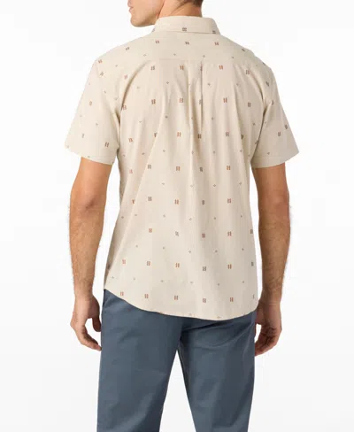 O'neill Shields Geo Pattern Short Sleeve Stretch Cotton Button-up Shirt In Neutral