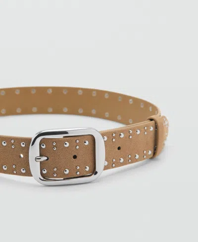 Mango Stud Suede Belt In Sand