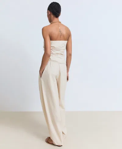 Mango Cotton Paperbag Trousers Ecru In White