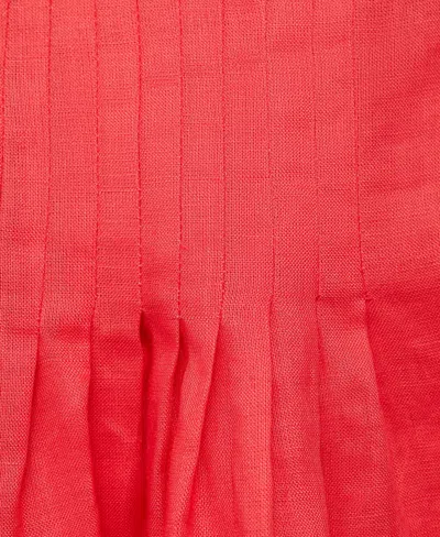 Mango Ramie Pleated Skirt Red In Red
