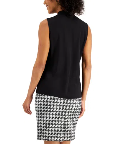 Kasper Women's Sleeveless Tie-neck Top, Regular & Petite In Black
