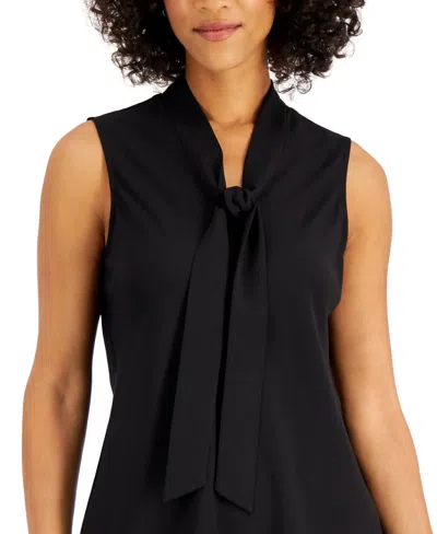 Kasper Women's Sleeveless Tie-neck Top, Regular & Petite In Black