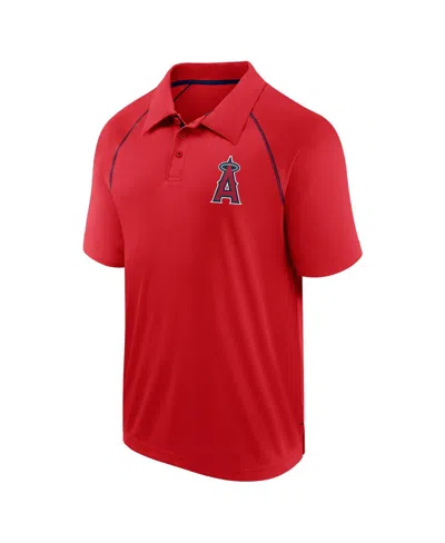 Fanatics Men's Red Los Angeles Angels Strong Alone Raglan Polo Shirt In Red