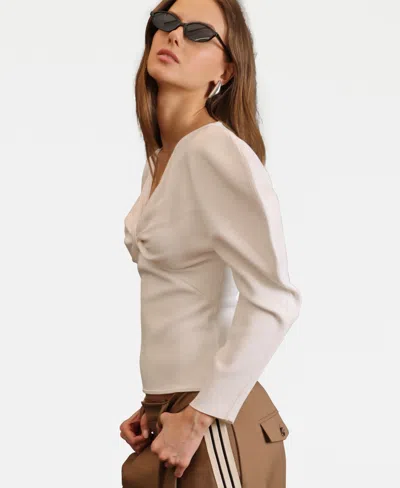 Avec Les Filles Women's Exaggerated-sleeve Bow Top In White