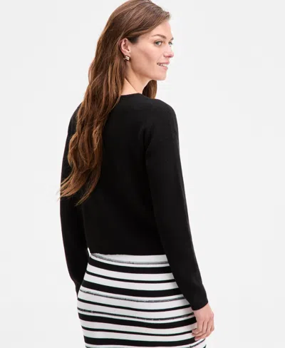 On 34th Women's V-neck Button-front Cardigan, Exclusively At Macy's In Black