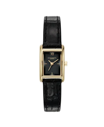 Olivia Burton Women's Mini Grove Black Leather Calfskin Strap Watch, 16mm