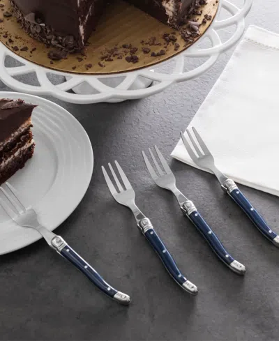 French Home Laguiole Cake Forks, Set Of 4 In Blue