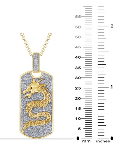 Macy's Men's Diamond Pave Dragon Dog Tag 22" Pendant Necklace (1 Ct. T.w.) In 10k Gold In Black