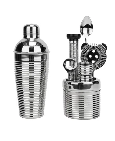 French Home Textured Stainless-steel Barware, Set Of 7 In Metallic