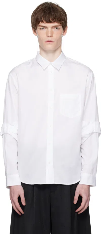 Simone Rocha Gathered-cuff Cotton Shirt In White