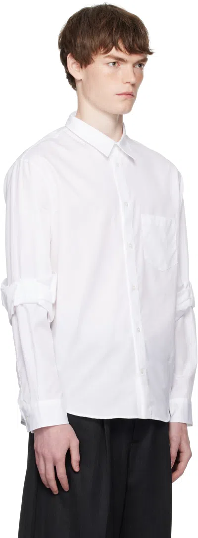Simone Rocha Gathered-cuff Cotton Shirt In White