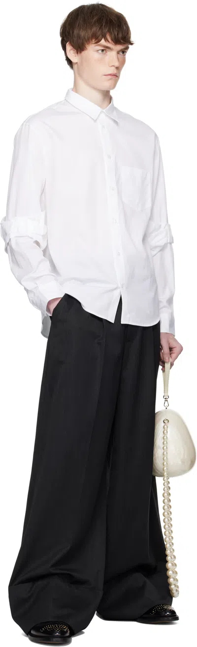 Simone Rocha Gathered-cuff Cotton Shirt In White