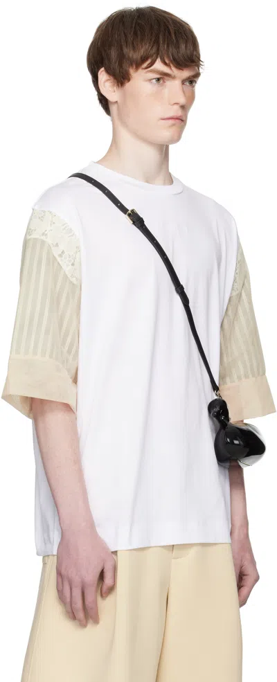 Simone Rocha White Trapped Lace Patchwork T-shirt In Multi