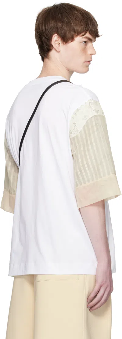 Simone Rocha White Trapped Lace Patchwork T-shirt In Multi