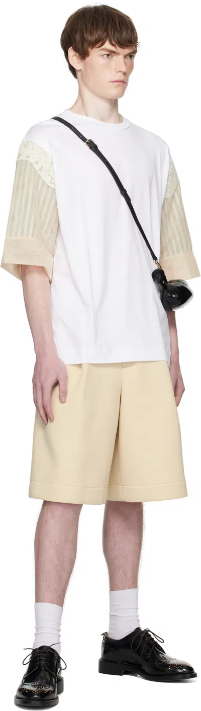 Simone Rocha White Trapped Lace Patchwork T-shirt In Multi