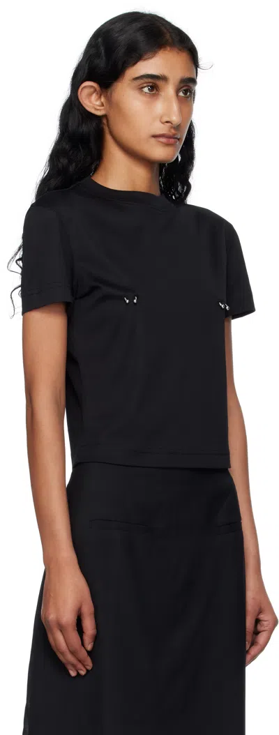 Mugler Cropped Tshirt Embellished Embellishments In Black