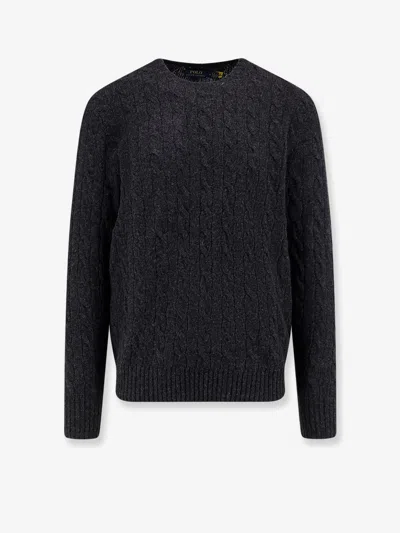 Polo Ralph Lauren Cable Knit Wool Cashmere Sweater In Black
