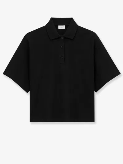 Saint Laurent Black Oversize Polo Shirt With Classic Collar And Tonal Logo Embroidery On The Front In Cotton Pique In Brown