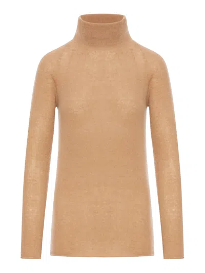 Roberto Collina Cashmere Turtleneck Sweater In Nude