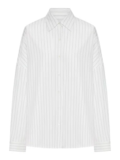 Dries Van Noten Pinstripe Button-down Shirt In Soft Viscose-cotton Blend In Gray