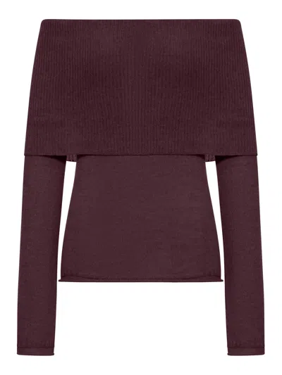 Roberto Collina Ribbed Boat Neck Sweater In Red