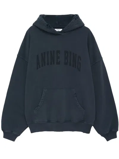 Anine Bing Oversized Grey Sweatshirt With Bold Branding And Relaxed Fit In Green