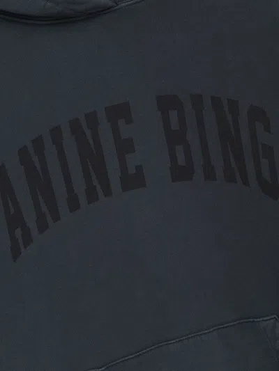 Anine Bing Oversized Grey Sweatshirt With Bold Branding And Relaxed Fit In Green