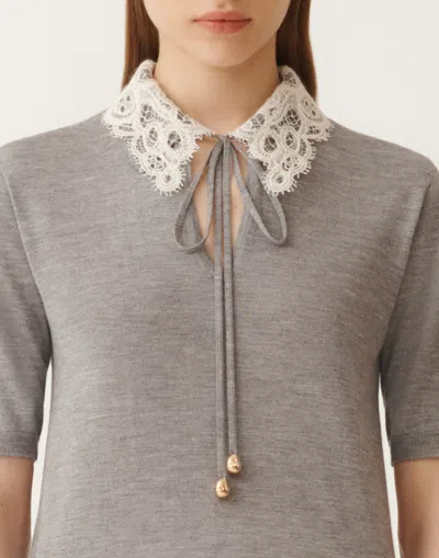 Fabiana Filippi Lace-collar Short-sleeved Top In Gray