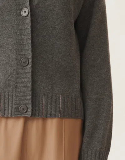 Fabiana Filippi Metallic V-neck Long Sleeve Top In Gray