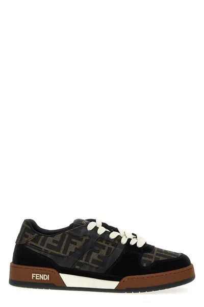 Fendi Match Ff Jacquard Low-top Sneakers In Brown