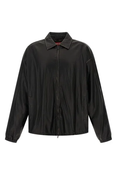 Diesel Distressed Technical Fabric Jacket In Black