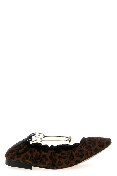 Twinset Twin-set Rounded Toe Ballerinas With Flat Soleupper In Brown