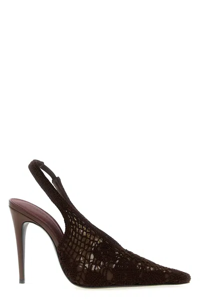 Magda Butrym Open Knit Slingback Stiletto In Brown