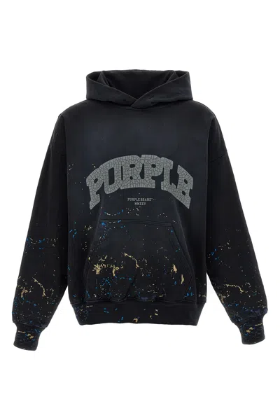 Purple Felpa Con Cappuccio Ricami In Multi
