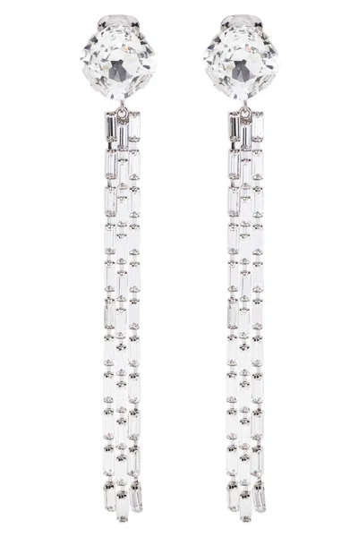 Alessandra Rich Silver Fringed Earrings In Silver