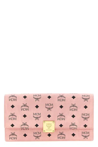 Mcm Multicolor Fabric Wallet In Pink