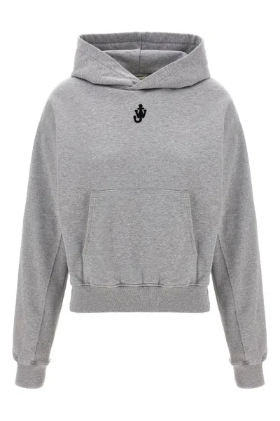 Jw Anderson J. W. Anderson Cropped Grey Hoodie With Relaxed Fit In Gray