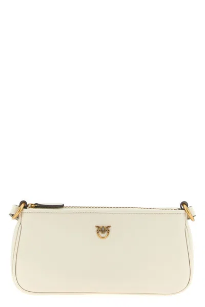 Pinko Mini Half Moon Logo-plaque Cross Body Bag In White