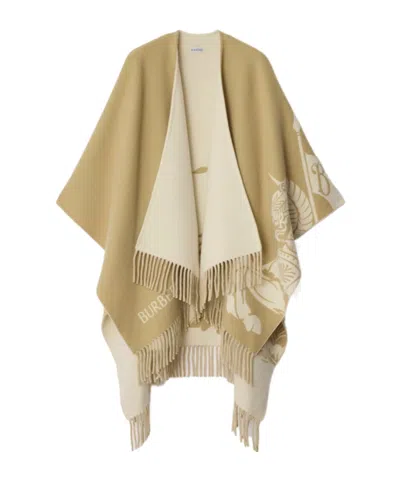 Burberry Ekd Wool Cashmere Cape In Neutral