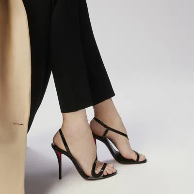 Christian Louboutin 100mm Pink Z Leather Slingback Heeled Sandals In Black