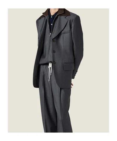Miu Miu Pinstripe Single-breasted Blazer Jacket In Gray