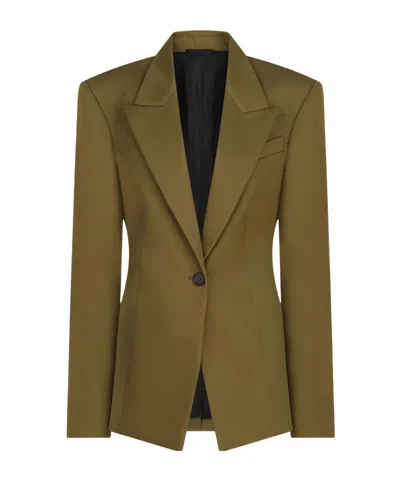 Attico Tailored Gabardine Jacket With Unique Tie Detail In Green