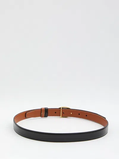 Celine Alix Medium Reversible Leather Belt In Black