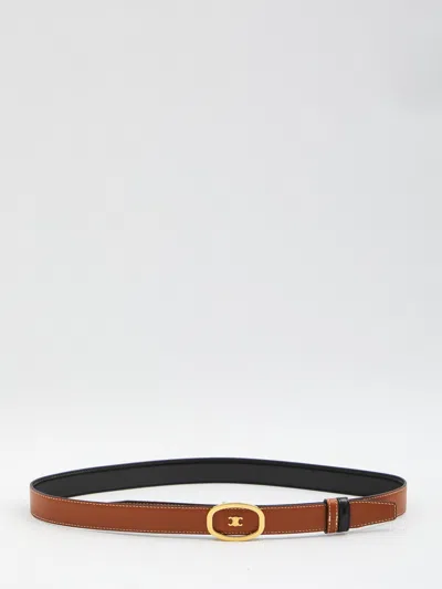 Celine Alix Medium Reversible Leather Belt In Black