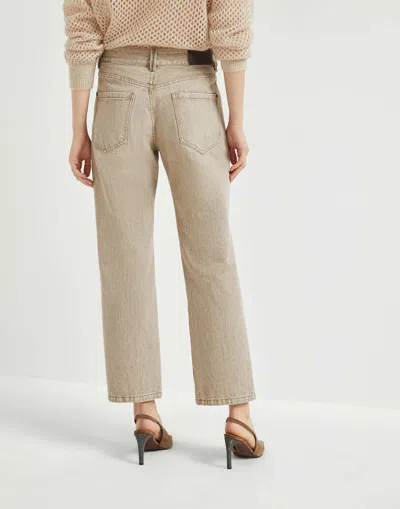 Brunello Cucinelli Belt Loop Denim Trousers In Neutral