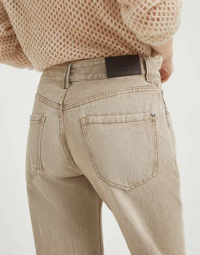 Brunello Cucinelli Belt Loop Denim Trousers In Neutral