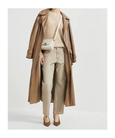 Brunello Cucinelli Belt Loop Denim Trousers In Neutral