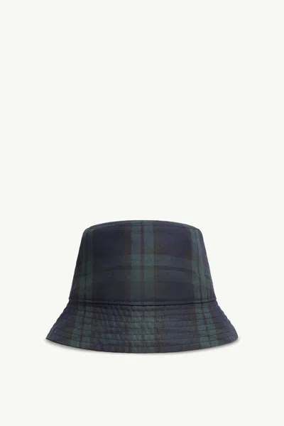 Moncler Checked Pattern Reversible Bucket Hat Design In Blue