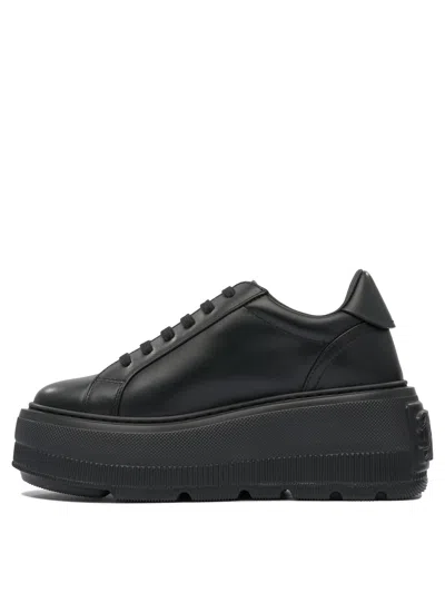 Casadei Low Top Platform Sneakers In Black