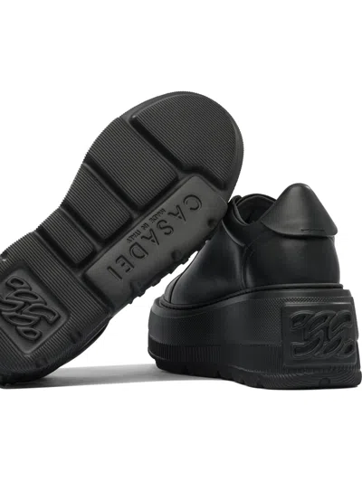 Casadei Low Top Platform Sneakers In Black